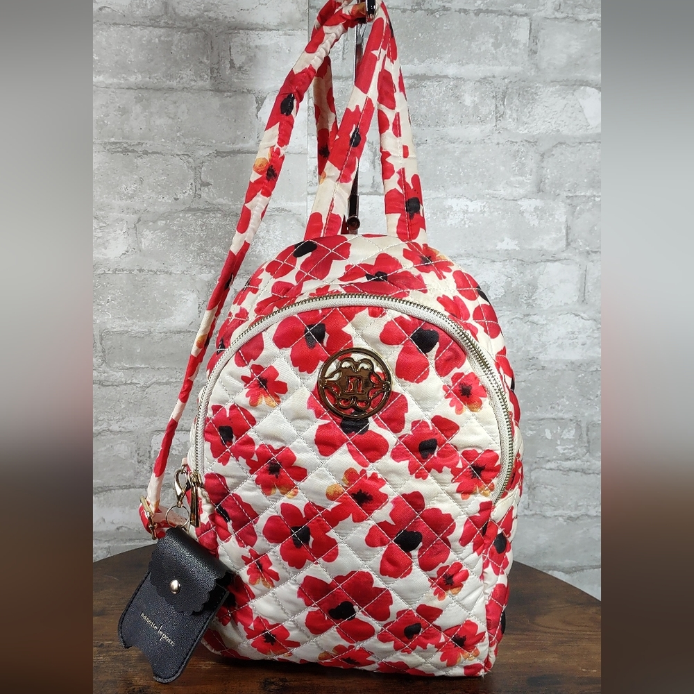 Nanette Lepore Small Quilted Nylon Floral Print Backpack